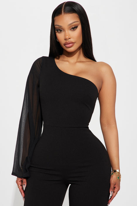 Need A Date Long Sleeve Jumpsuit - Black