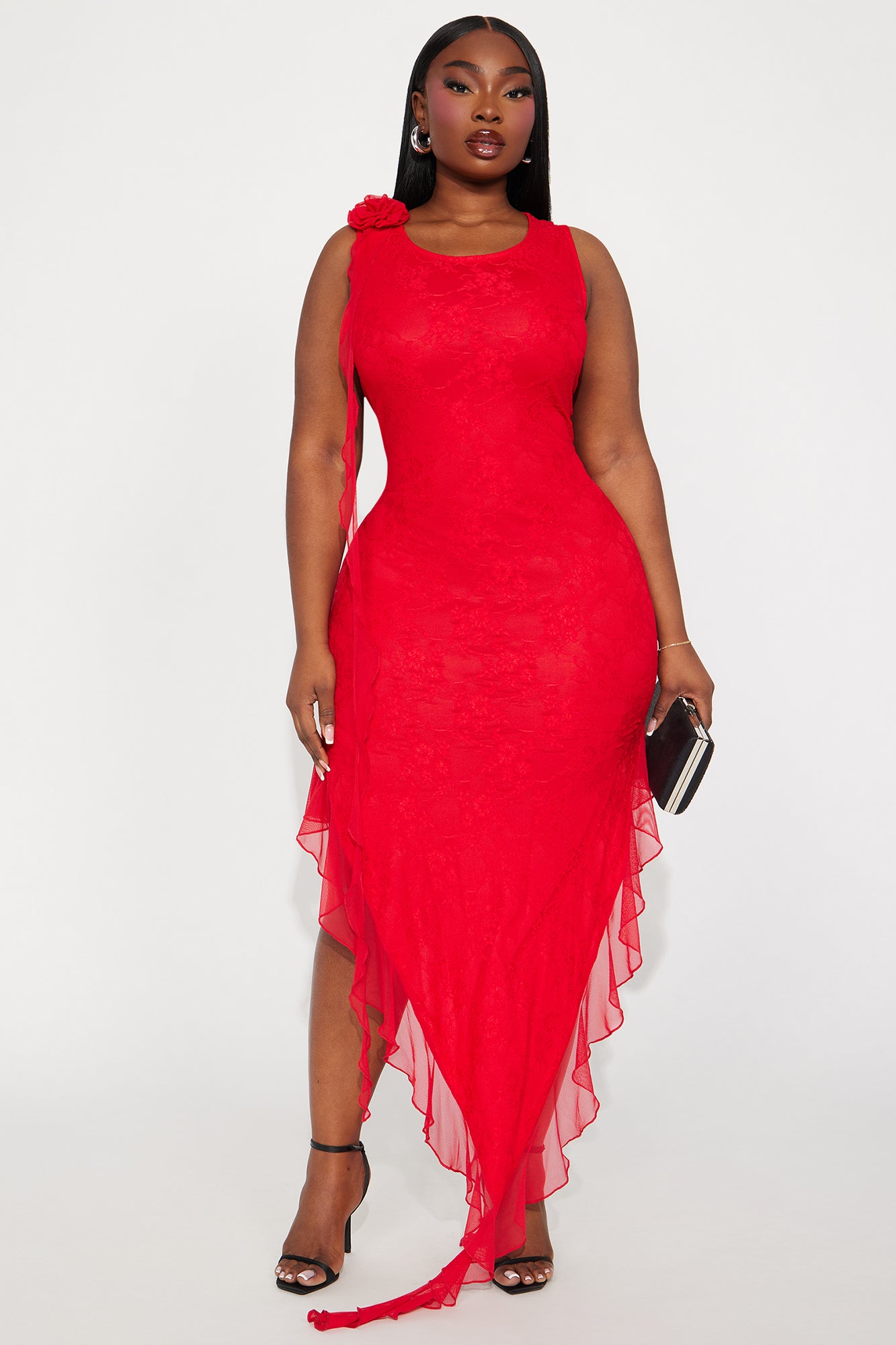 red lace plus size dress