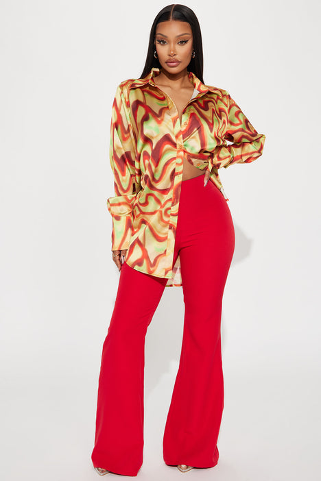 On My Best Behavior Faux Leather Pant - Red