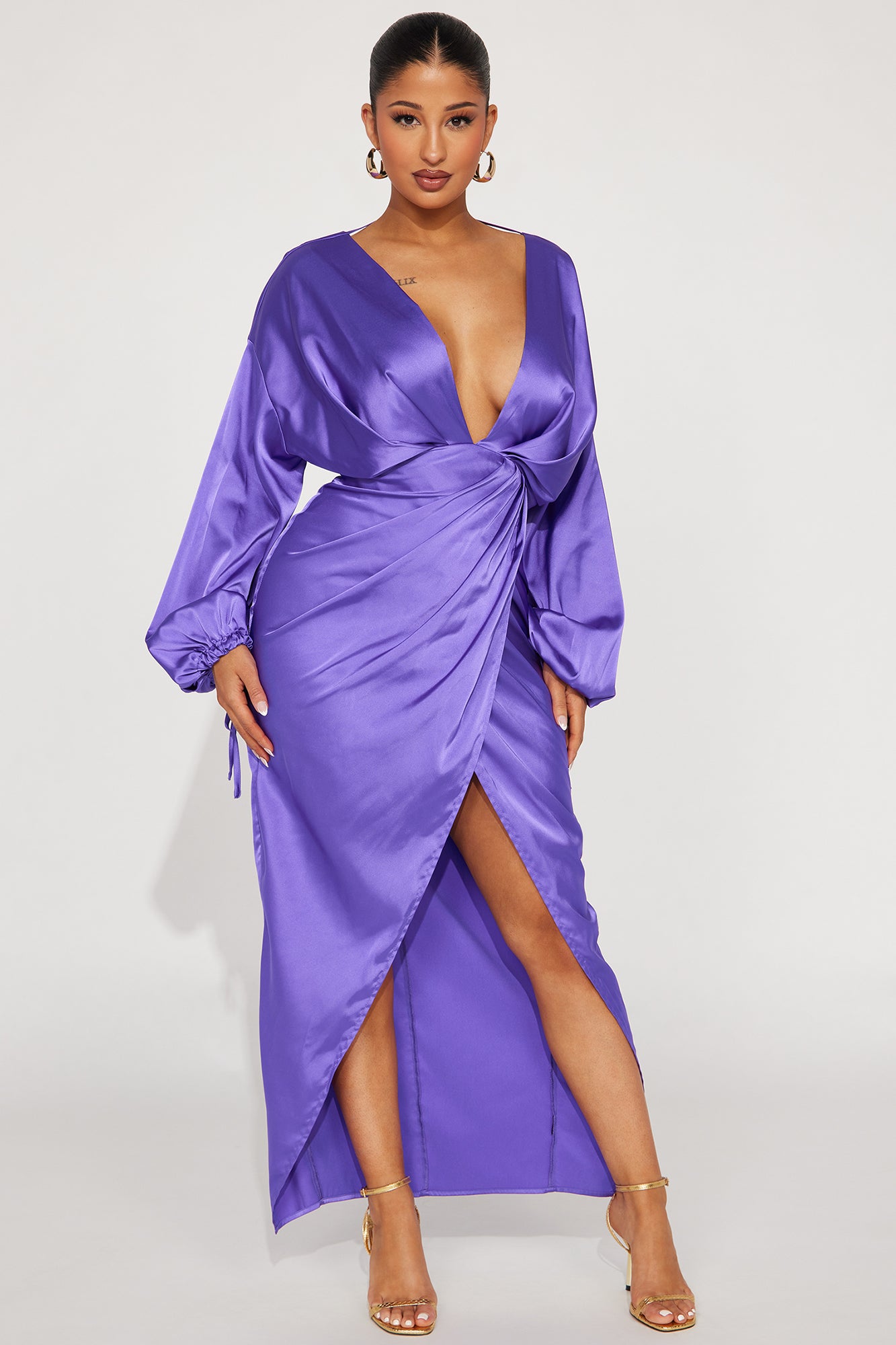 River Island Womens Purple satin backless slip maxi dress - ShopStyle