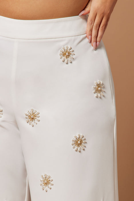 Leandra Embellished Flare Jumpsuit - White