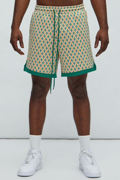 Rushmore Knit Warmup Shorts - Green/combo, Fashion Nova, Mens Shorts