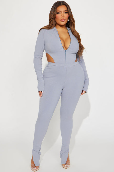 ANNYA seamless shapewear long sleeve jumpsuit unitard GREY – The