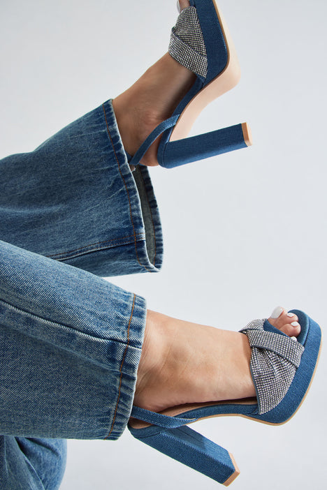 Chic Blue Denim Heels - Denim Ankle Strap Heels - Blue Heels - $37.00 -  Lulus
