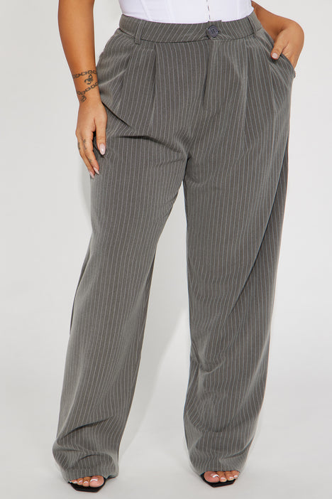 Charcoal Pinstripe Elasticated Waist Pants