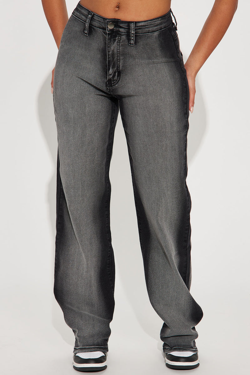 For The Streets Stretch Straight Leg Jeans - Black Wash | Fashion Nova ...