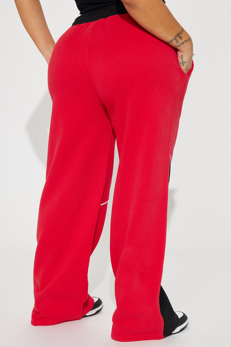 BANEGA Curve Women's Wide Leg Pocket High Waist Striped Honeycomb Pattern  Cool Basic Claret Red Plus Size Sweatpants - Trendyol