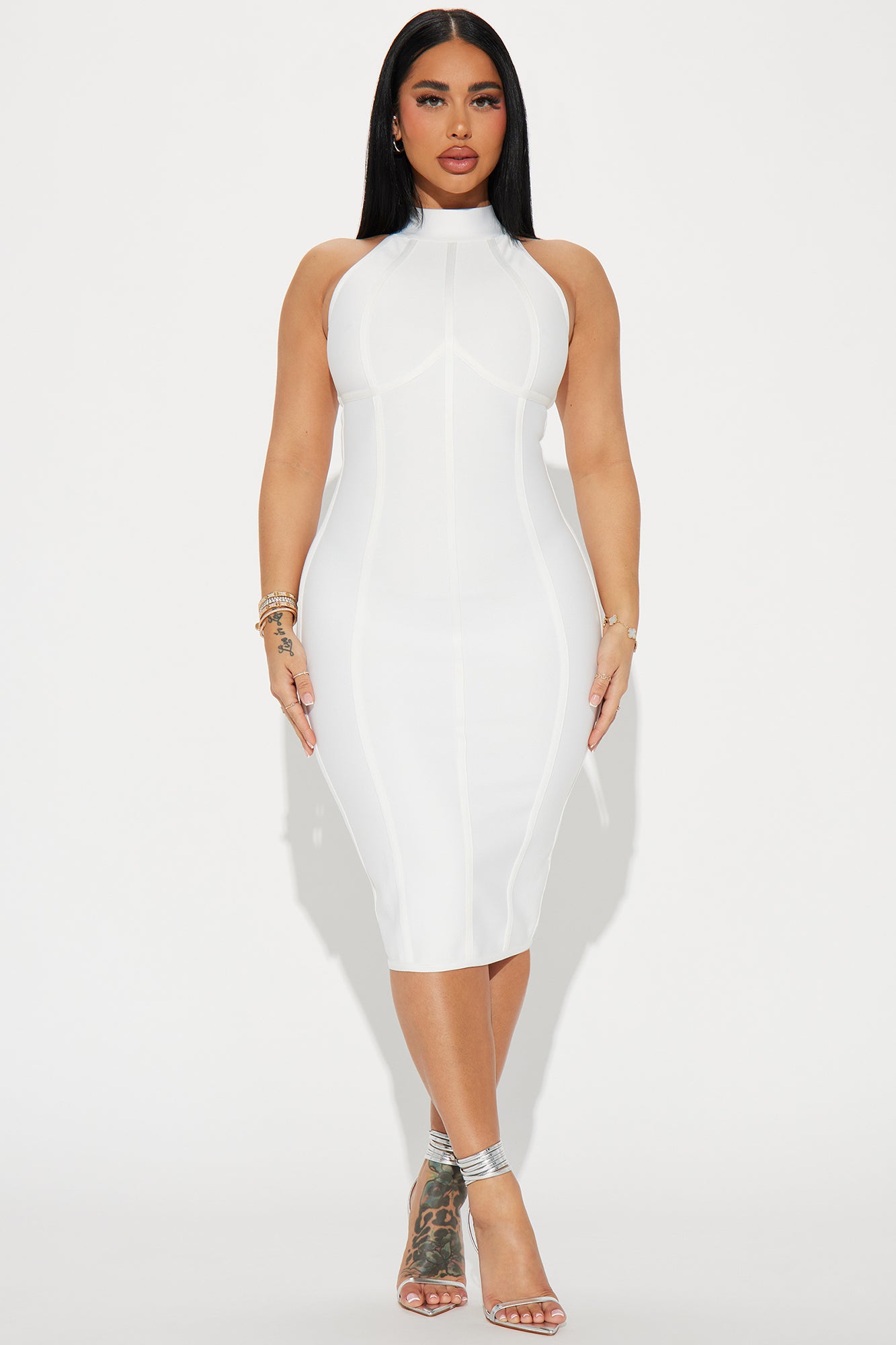 Amaya Bandage Midi Dress - White