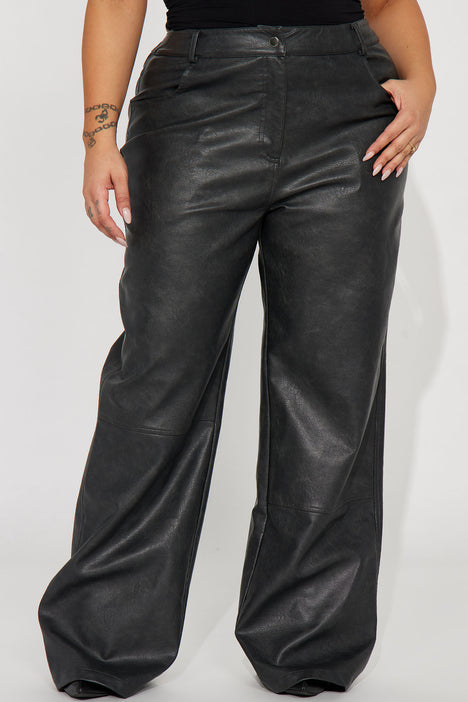 Ayana Washed Faux Leather Flare Pant - Black, Fashion Nova, Pants