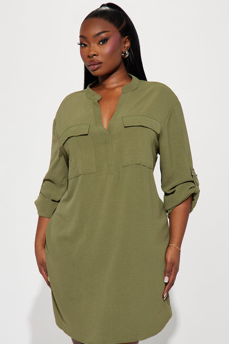 LUCKY BRAND Utility Dress - Size XL - color Olive - Depop