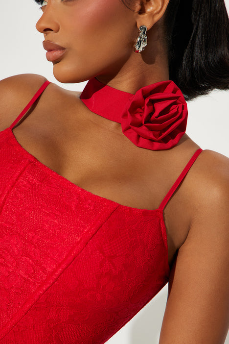 Belle Lace Corset Top - Red, Fashion Nova, Knit Tops