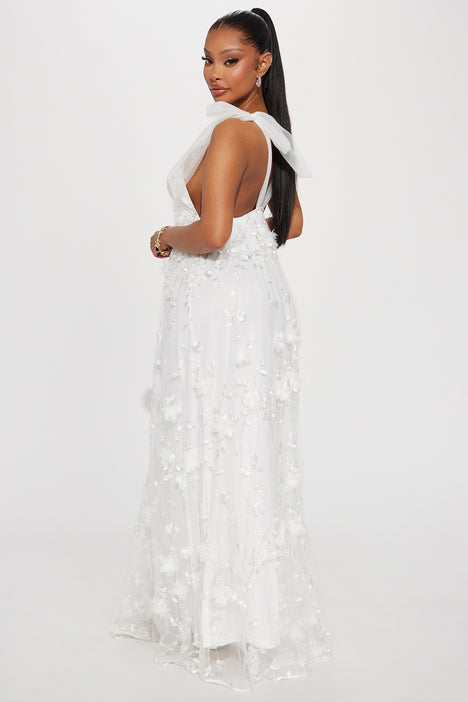 ASOS DESIGN lace halter neck maxi wedding dress - WHITE