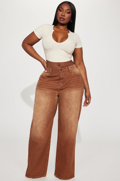 Colored High Rise '90s Jeans Brown
