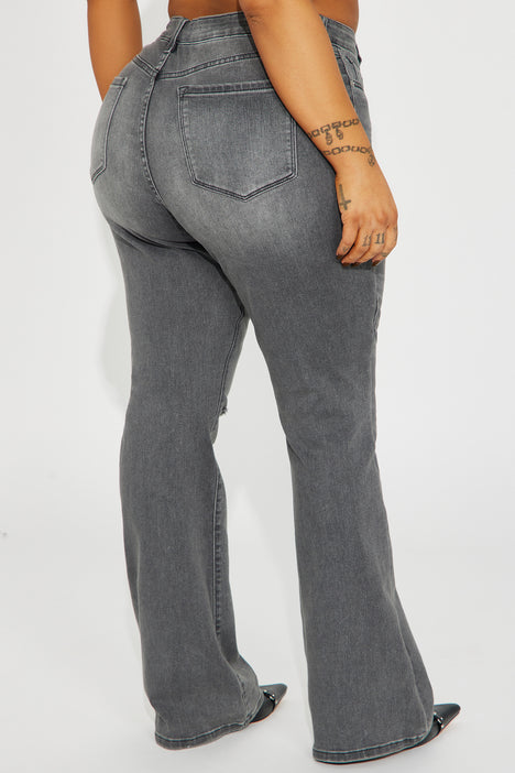 Pleasure Seeker Soft Stretch Flare Jeans - Grey