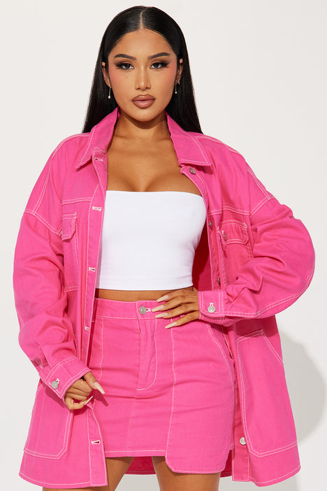 Pink Lightweight Denim Jacket – AX Paris