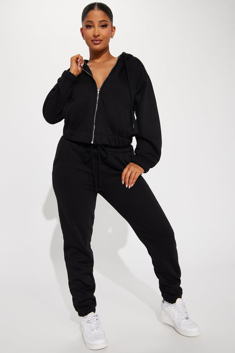 Endless Trips Fleece Jogger Set - Black | Fashion Nova, Matching Sets ...