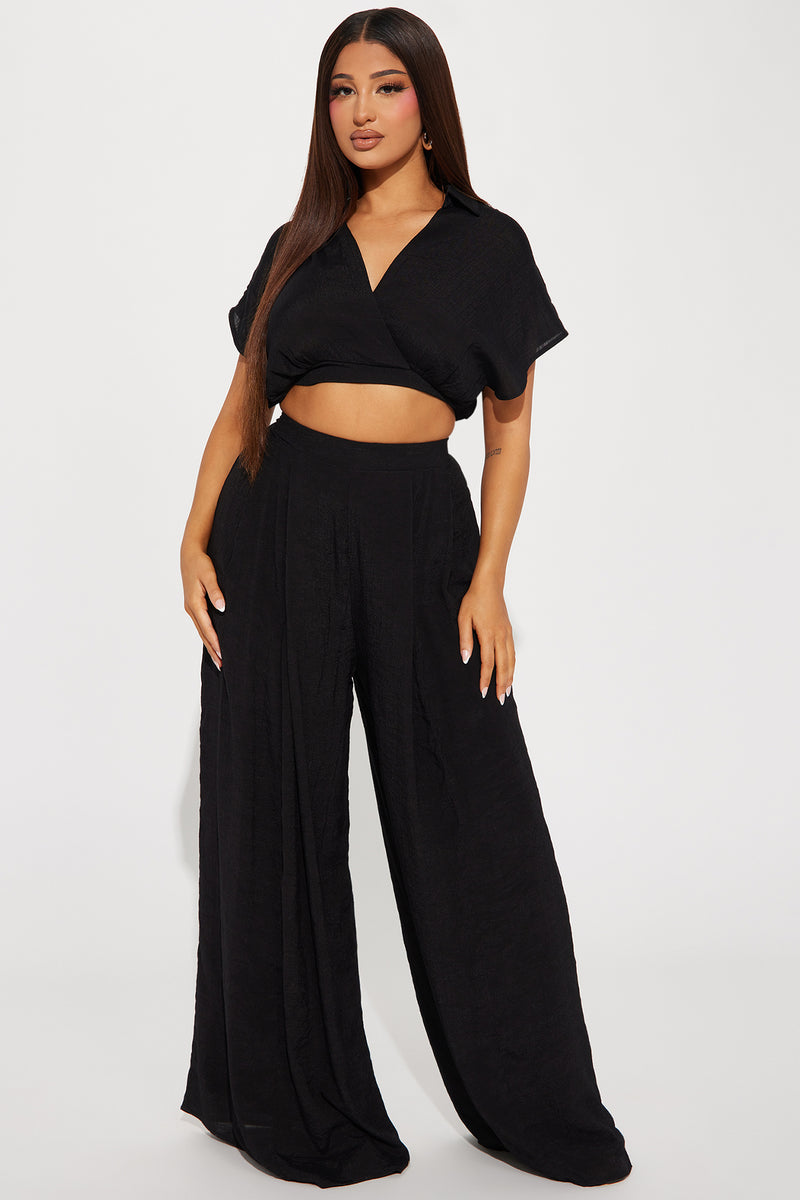 Mea Gauze Pant Set - Black | Fashion Nova, Matching Sets | Fashion Nova
