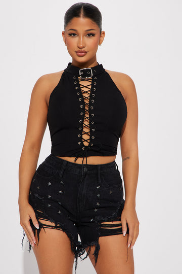 Watch me whip lace up sales jumpsuit