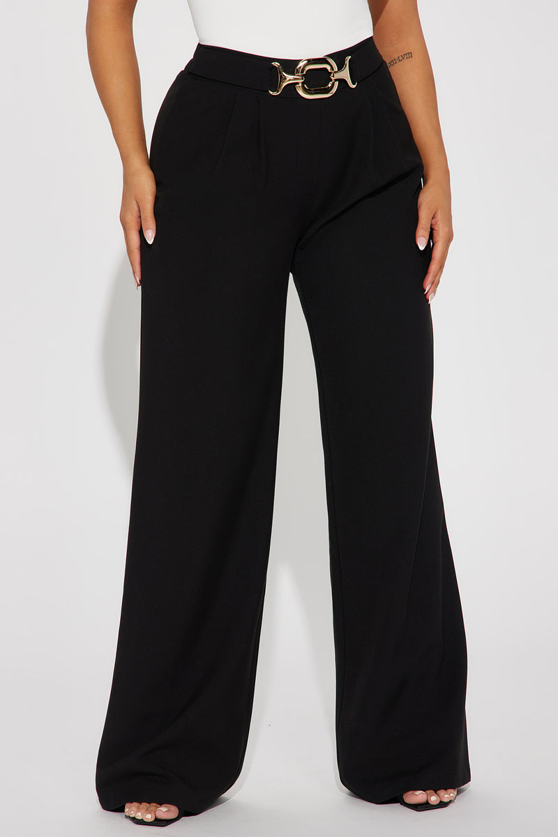 Stacy Belted Wide Leg Pant - Black | Fashion Nova, Pants | Fashion Nova