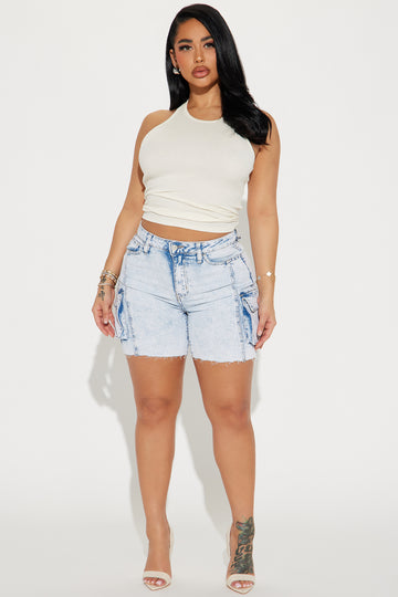 Ultimate Hottie Stretch Denim Booty Shorts - Medium Wash