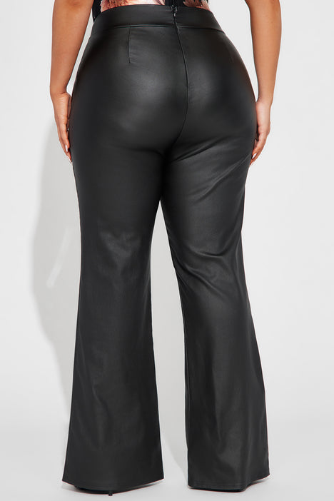 Tall Victoria High Waisted Dress Pants Faux Leather 37 - Black