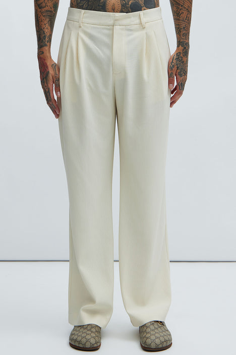 High Rise Pleated Baggy Trouser Pants - White