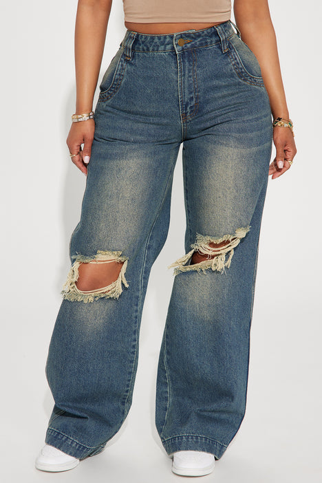 Wherever Whenever Non Stretch Tinted Wide Leg Cargo Jean - Dark Wash, Fashion Nova, Jeans