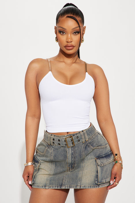 After Hours Chain Cami Top - White, Fashion Nova, Knit Tops