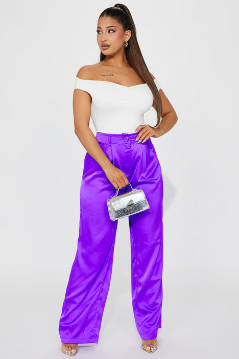Tall Purple Satin Skinny Trouser | Tall | PrettyLittleThing IRE