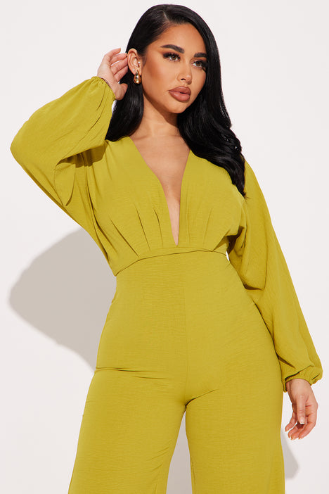 All I Ever Wanted Satin Jumpsuit - Chartreuse, Fashion Nova, Jumpsuits