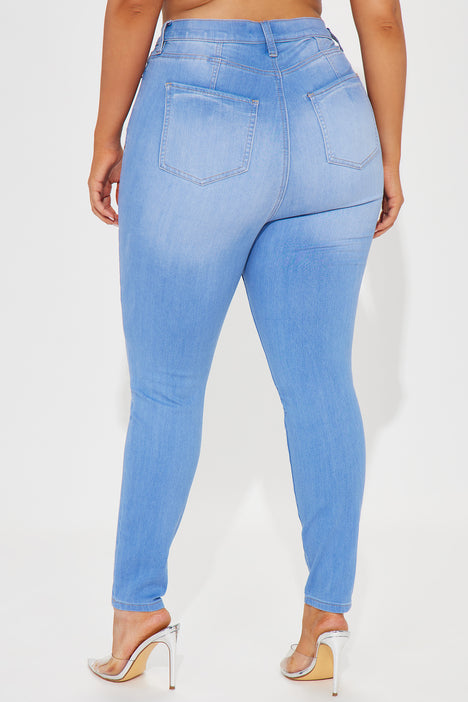 Women's Plus Size Super Stretch Light Blue Denim Jeans 
