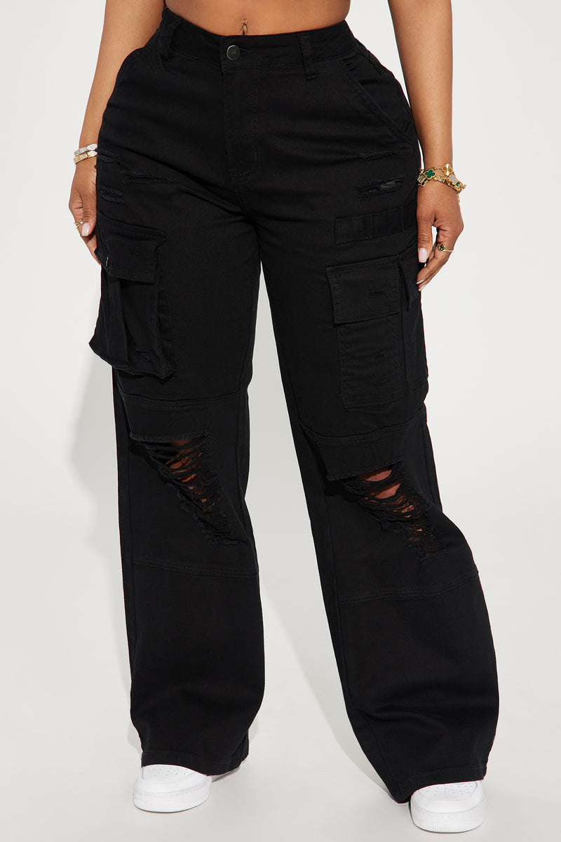 With You Distressed Cargo Pant - Black | Fashion Nova, Pants | Fashion Nova