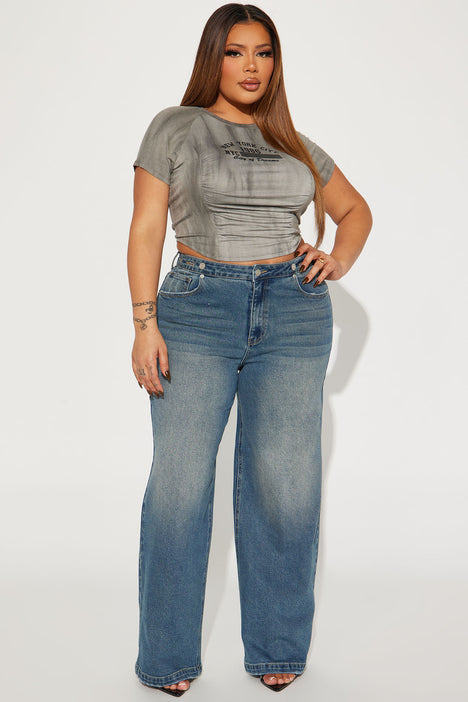 Remi Ripped Stretch Baggy Jeans - Medium Wash, Fashion Nova, Jeans