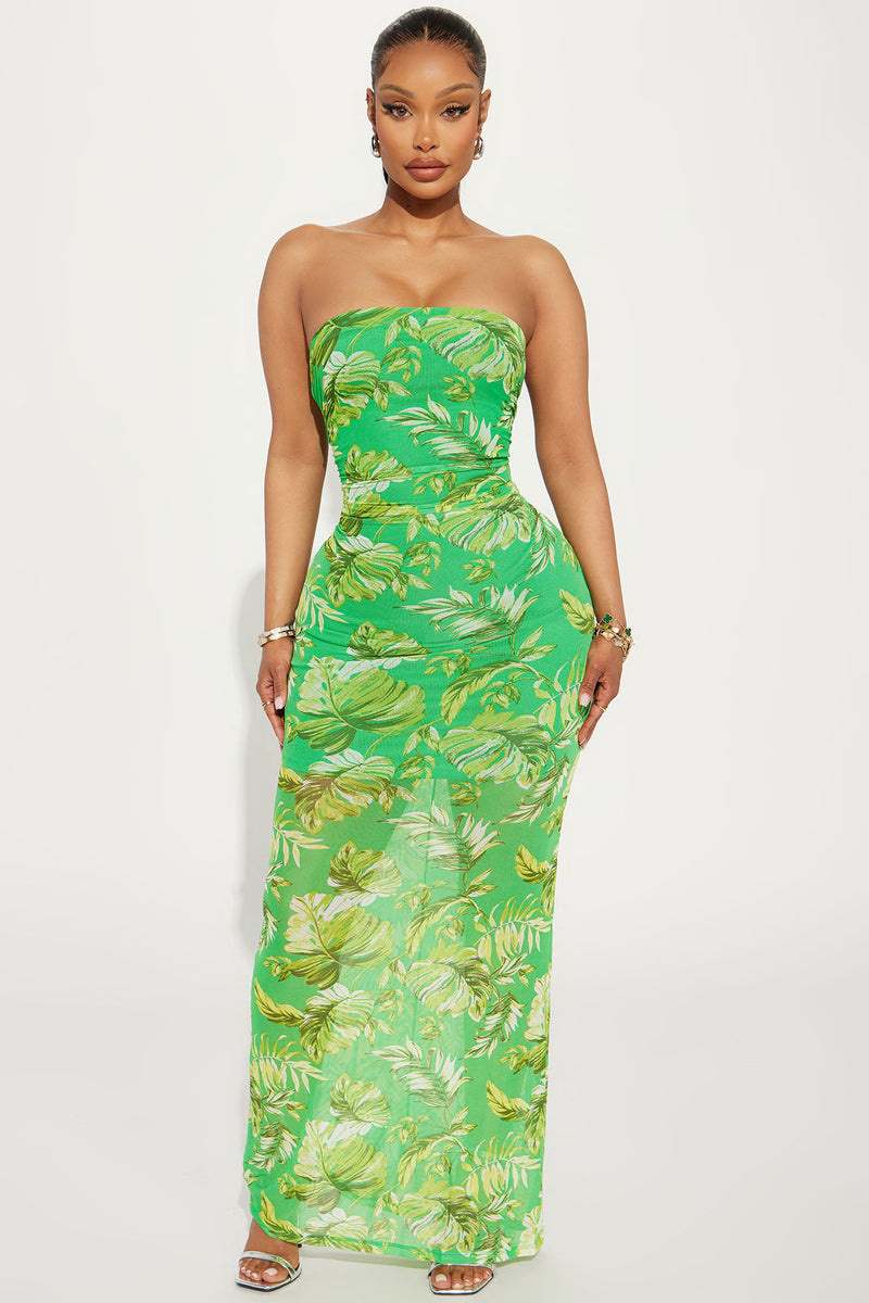 Evelyn Tropical Mesh Maxi Dress - Green | Fashion Nova, Dresses ...