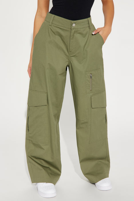 Talk It Up Oversized Cargo Pant - Olive, Fashion Nova, Pants