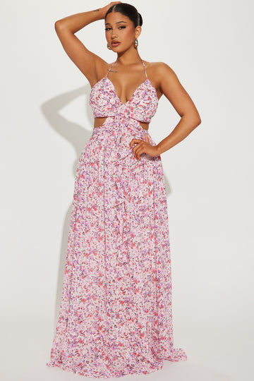 Arianna Floral Chiffon Maxi Dress - Multi Color