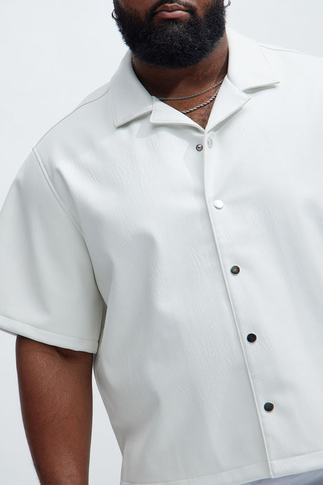 Conrad Faux Leather Shirt - White