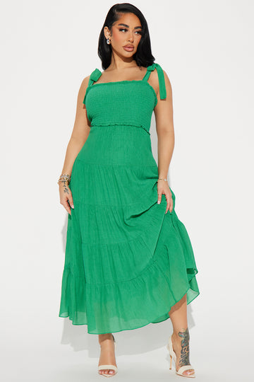 Helen Ribbed Maxi Dress - Olive