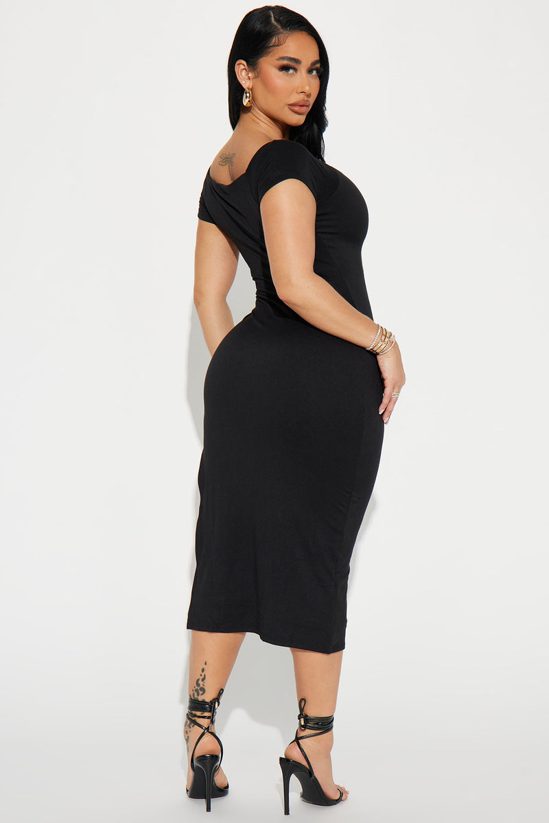 Gina Double Lined Midi Dress - Black | Fashion Nova, Dresses | Fashion Nova