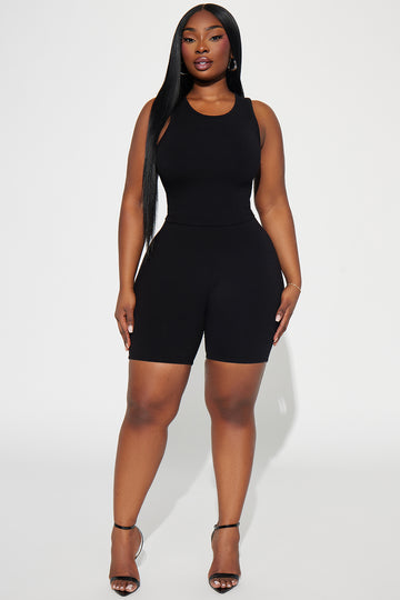 Not About You Ribbed Bodysuit - Black Wash