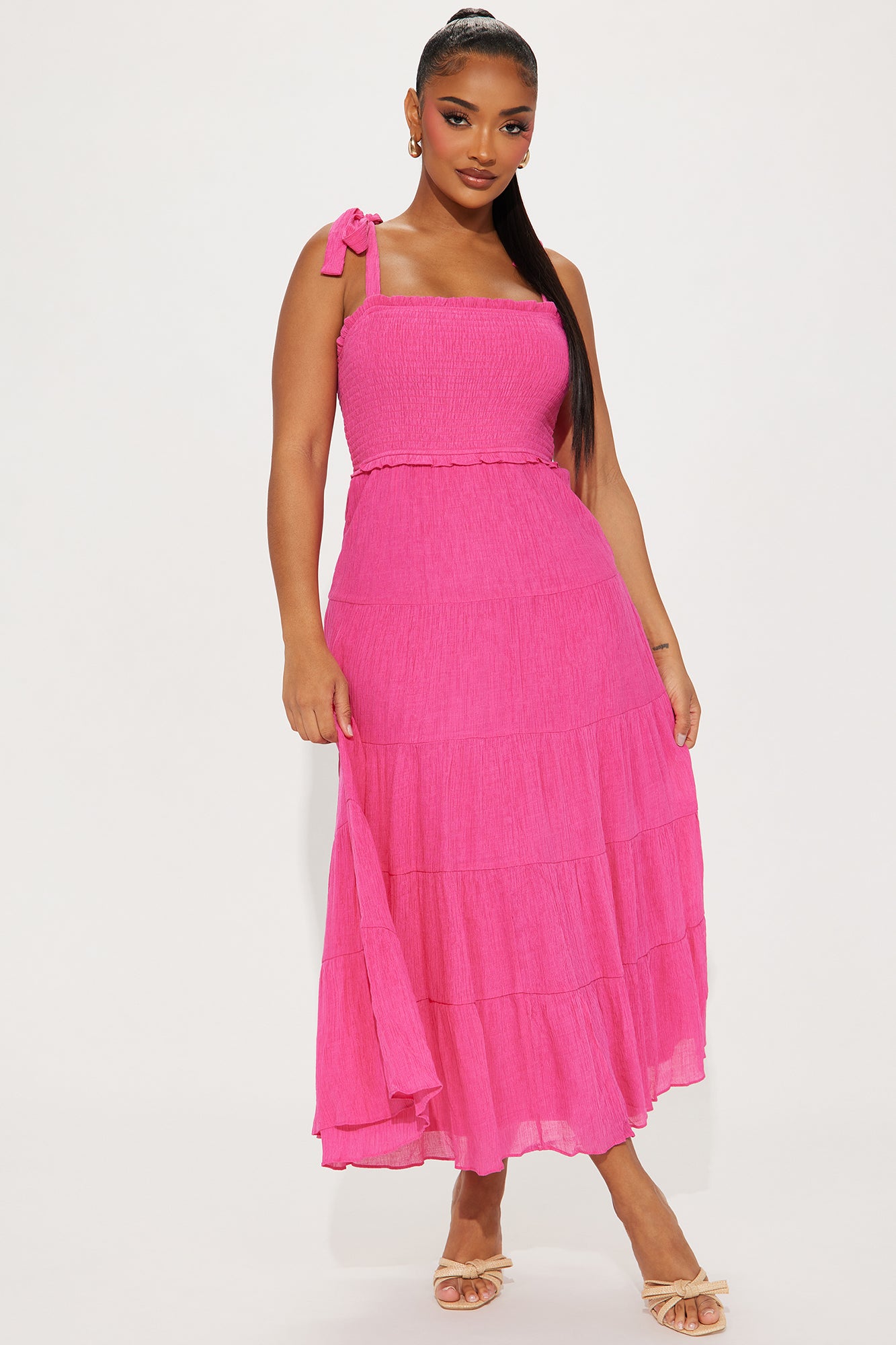 Tiered Smocked Strappy-Back Maxi Dress | Shop Old Hot Trends at Papaya  Clothing