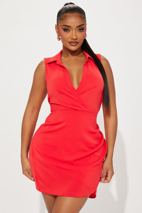 Red Sleeveless Bodycon Dress