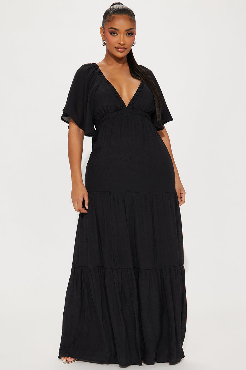 Elena Ruffle Maxi Dress - Black | Fashion Nova, Dresses | Fashion Nova