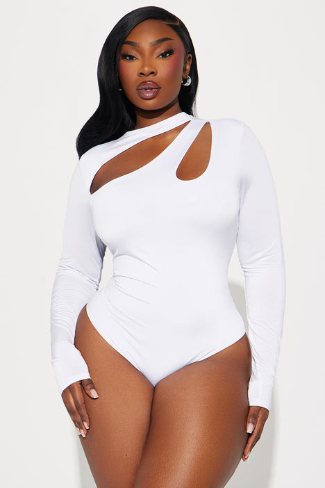 Kim Cut Out Bodysuit - White, Fashion Nova, Bodysuits