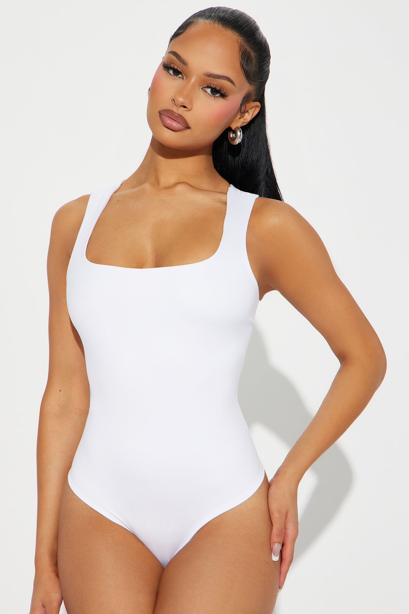 Natalie Ribbed Seamless Bodysuit - White, Fashion Nova, Basic Tops &  Bodysuits