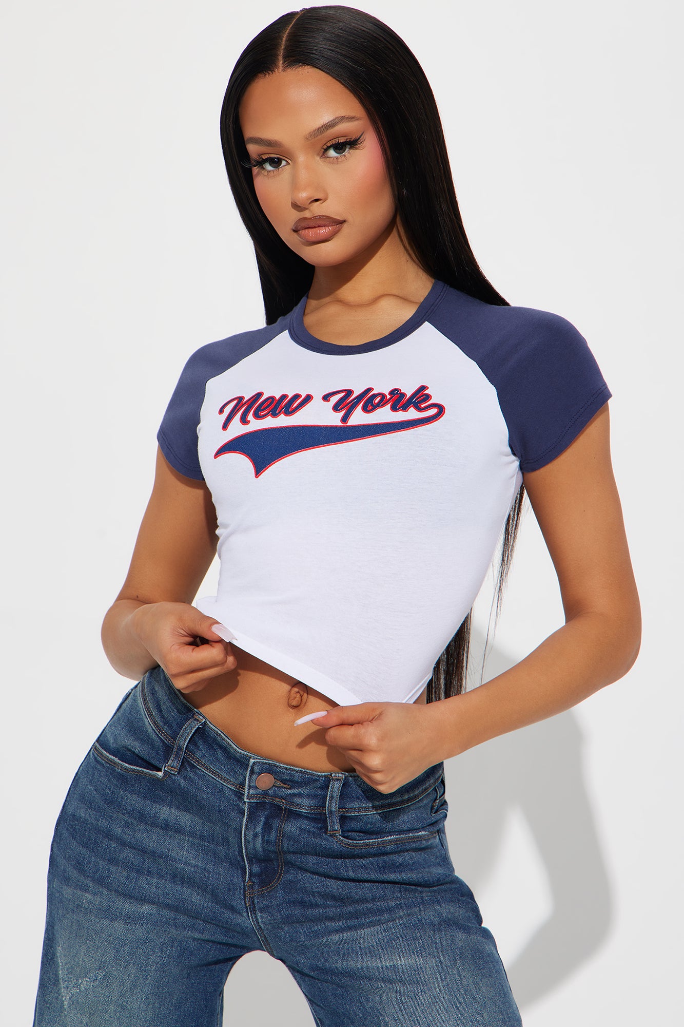 New York Athletic Raglan Tee - Navy | Fashion Nova, Screens Tops