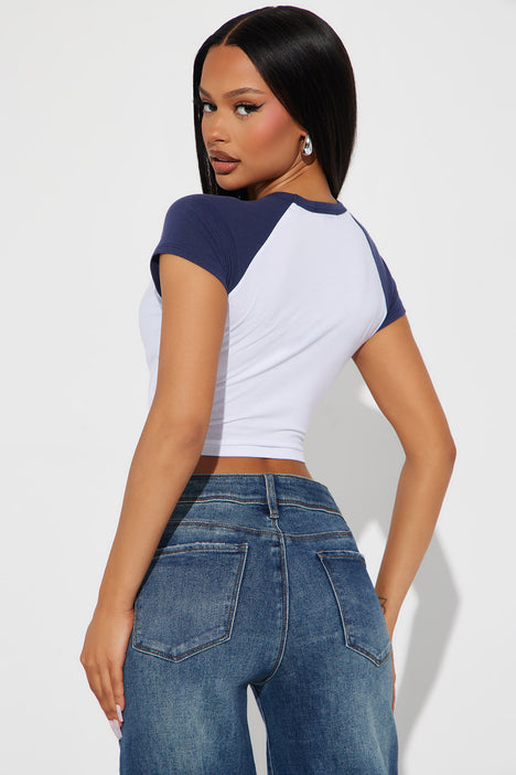 New York Athletic Raglan Tee - Navy | Fashion Nova, Screens Tops