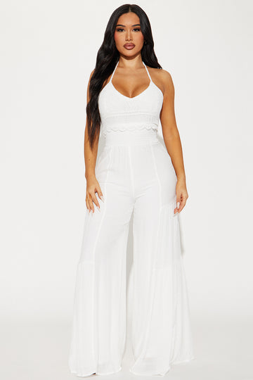 Leandra Embellished Flare Jumpsuit - White, Fashion Nova, Luxe