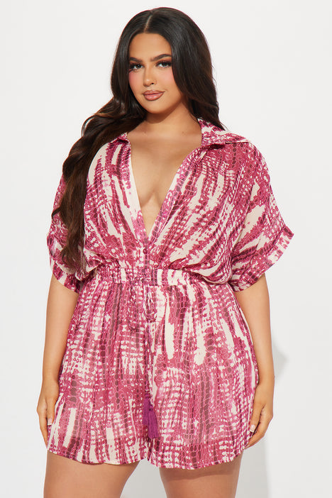 Summer In Cannes Romper - Raspberry/Combo | Fashion Nova, Rompers ...