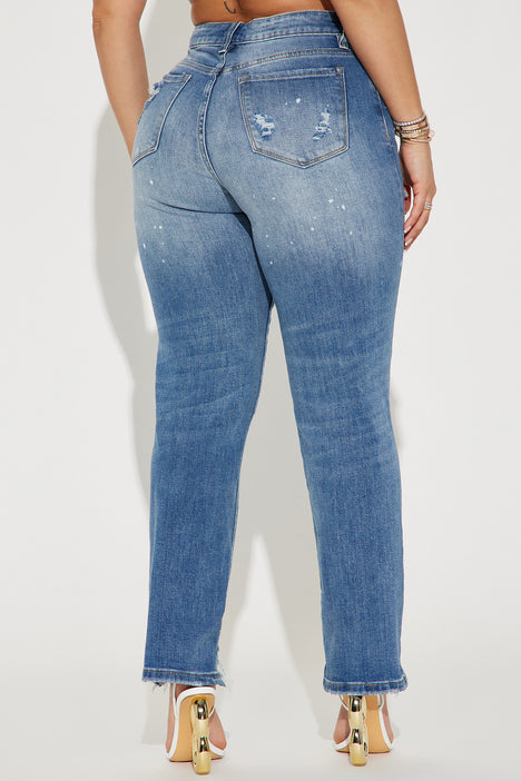 Buy the Womens Blue Medium Wash Pockets Stretch Denim Straight Leg Jeans  Size 16